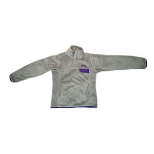 Patagonia T-Snap Fleece Pullover Sweater Gray Purple Women's Size Small